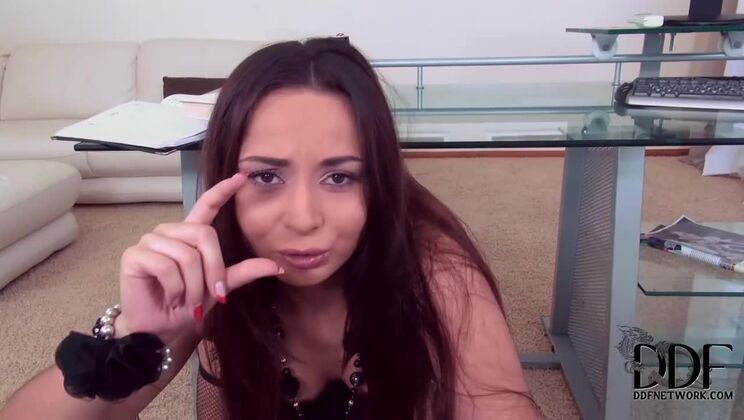 Brunette Office Babe Aurelly Rebel Sucks Hard