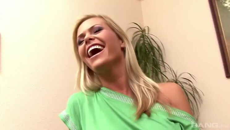 Hot Blonde Plays with Her White Toy