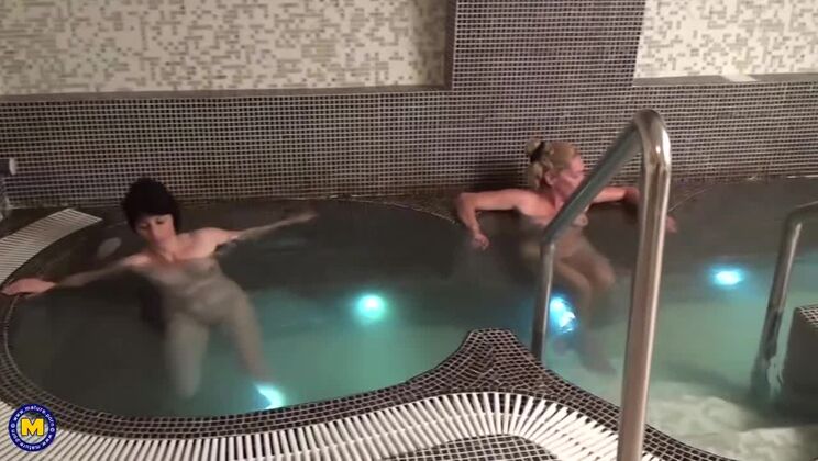 Blonde and Brunette Mature Ladies Get Naked Together