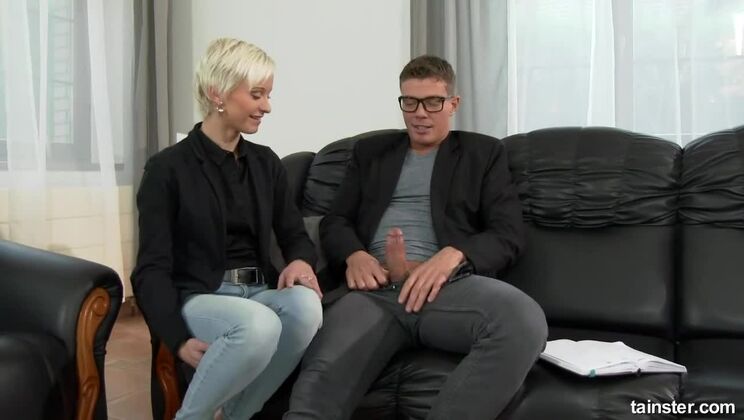 Cumshot Lessons with a Blonde Stunner