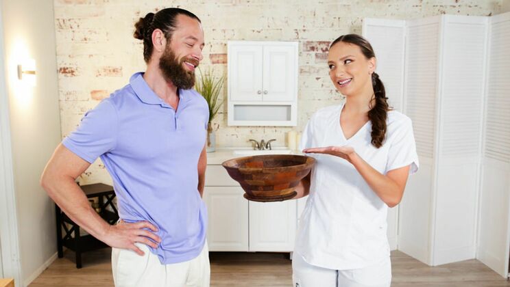 [NuruMassage] - Big Cock Blowjob with Hairy Brunette