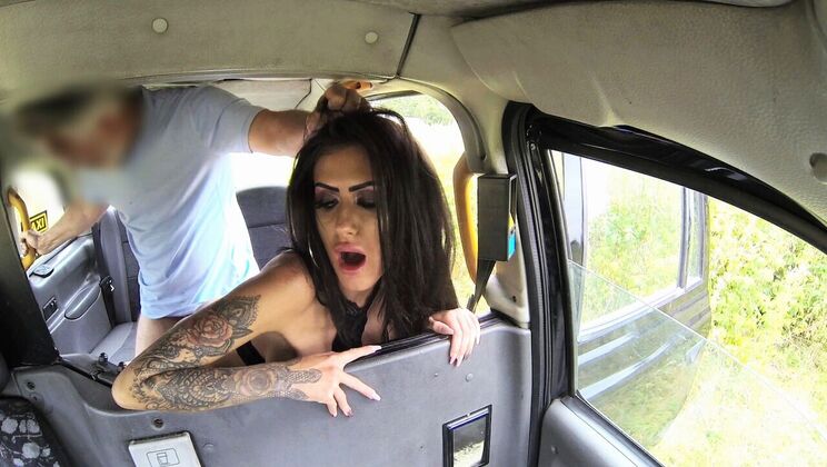 Brunette Caught in Backseat Anal