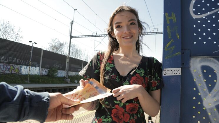 Shaved Pussy Brunette Rides Cock