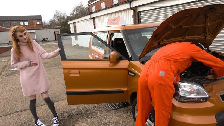 [FakeDrivingSchool] - Outdoor Squirting with Mechanic's Big Cock