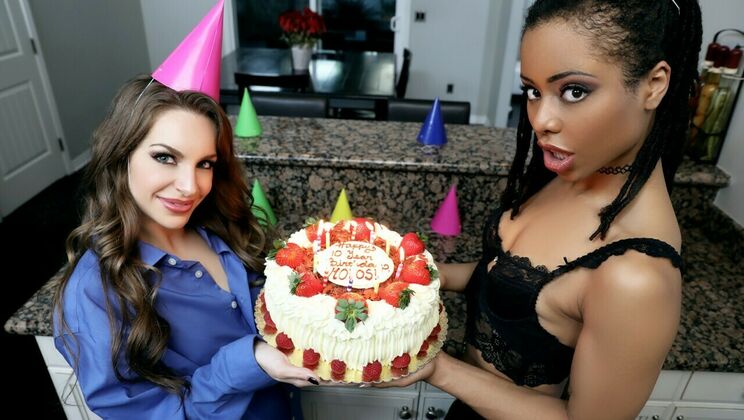 [ShareMyBF] - Black and Brunette Birthday Threesome - Kira Noir - Kimmy Granger - Xander Corvus