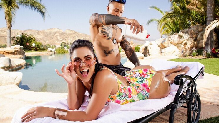 [MonsterCurves] - Oiled Up and Ready by the Pool with Eddie Jaye - Eddie Jaye - Monica Sage