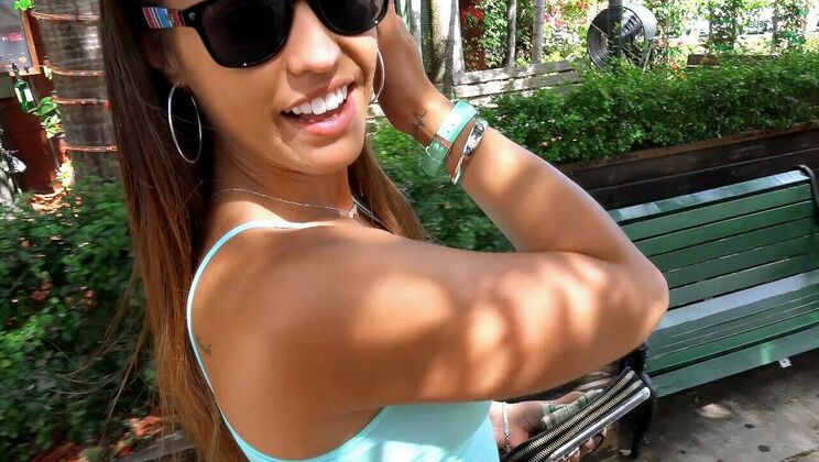 [PublicPickups] - Natural Tits Blonde Sucks Big Cock in Public - Kelsi Monroe - Brick Danger