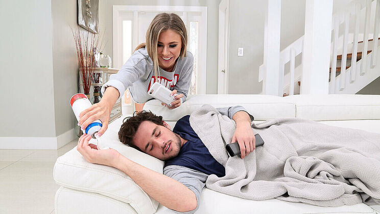 Anya Olsen Sucks Tyler Nixon's Balls on the Living Room Couch