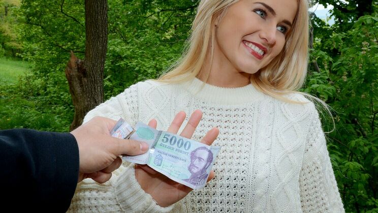 Blonde Babe Fucks Outside