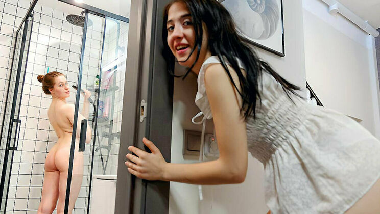 [ClubSweethearts] - Hairy and Shaved Lesbians in the Shower