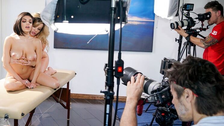 BTS with Big Tits Babes Darcie and Adriana