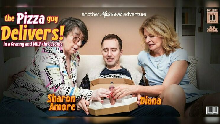 [Mature.nl] - Young Delivery Guy Shared by Blonde Diana and Mature Granny Sharon