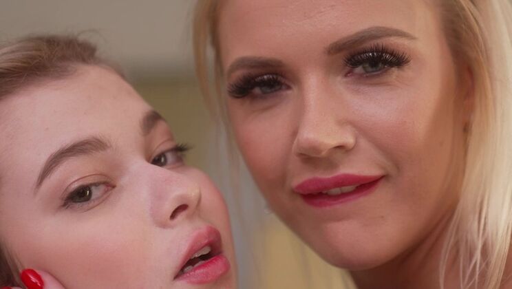 Lesbian Stepmom and Daughter Enjoy Group Fucking