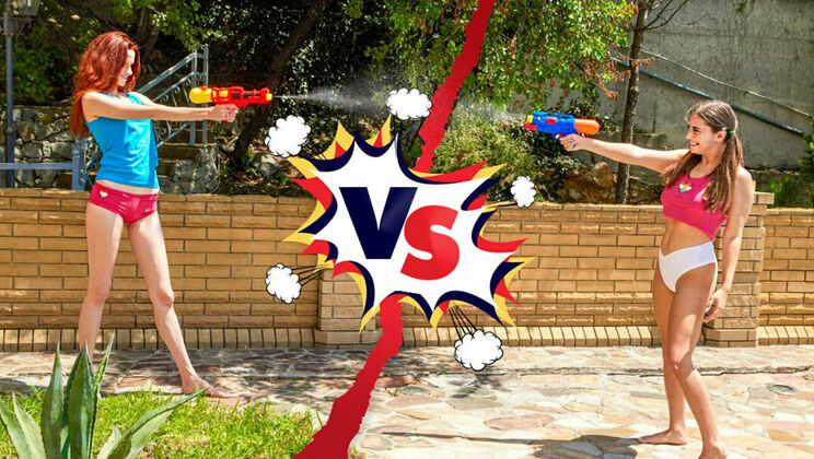 Teen Lesbians Angel and Elise Outdoor Pussy Licking