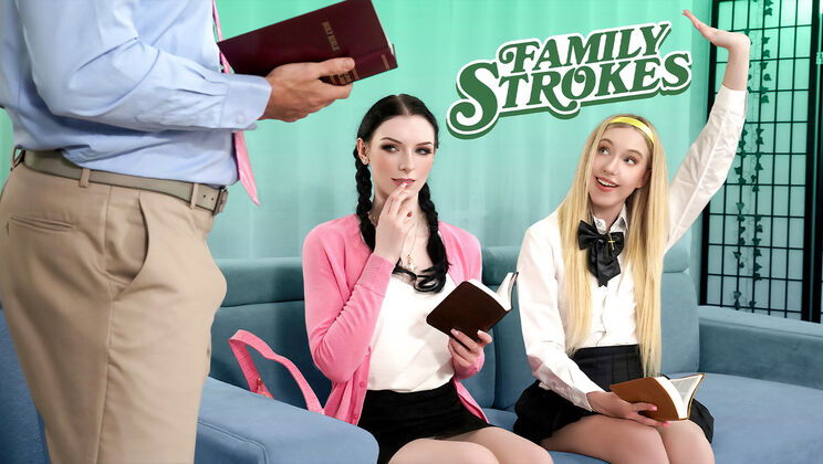 [FamilyStrokes] - Spanking and 69 with Celestina and Kallie