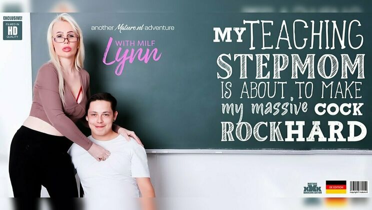 Blonde Stepmom Lynn Gives Stepson a Blowjob Lesson