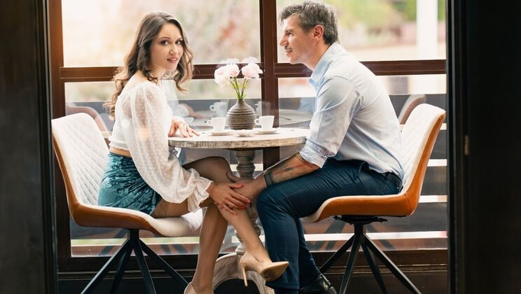 Natural Tits MILF Kristina Grace Fucks Denis Marti in Bathroom with High Heels