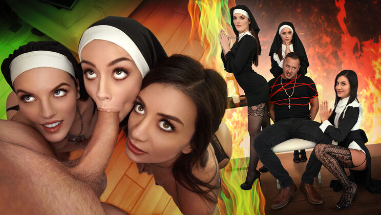 [BFFs] - 3 Nuns in Bras Worship Danny’s Big Cock
