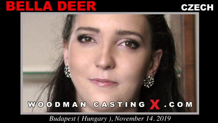 [WoodmanCasting] - Skinny Brunette Bella Deer Deepthroats & Gets Spanked - Bella Deer