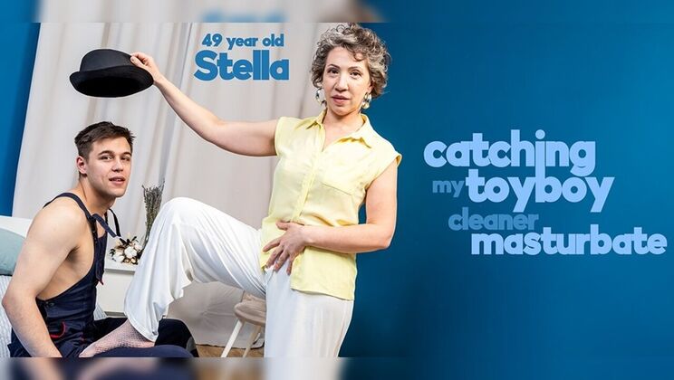 [Mature.nl] - Naughty cougar Stella V. catches Karll jerking off and fucks him in 69. - Stella V. - Karll