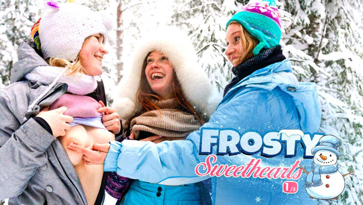 [ClubSweethearts] - Frosty Sweethearts: Beautiful Ass Girls Lick Each Other Outside - Alice Klay - Kate Rose - Iris Murai