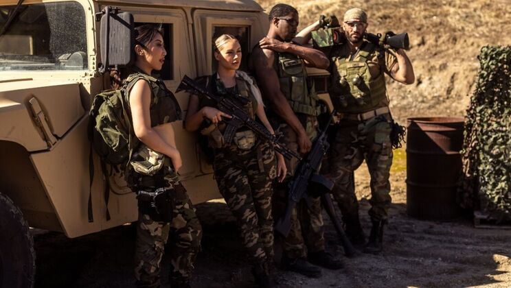 [DigitalPlayground] - Brunette and Blonde Threesome with Muscular Soldier - Isiah Maxwell - Damon Dice - Kayley Gunner - Nicole Doshi