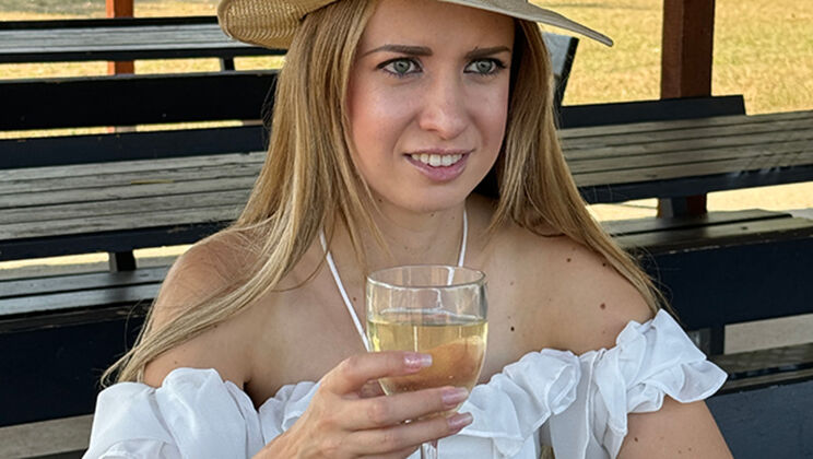 Adriana Sweet Blonde Blind Date by the River Outdoors