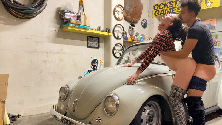 Josie and Karmann Love Bug Blowjob in Garage