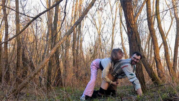 Playful Outdoor Fun with Glasses Girl
