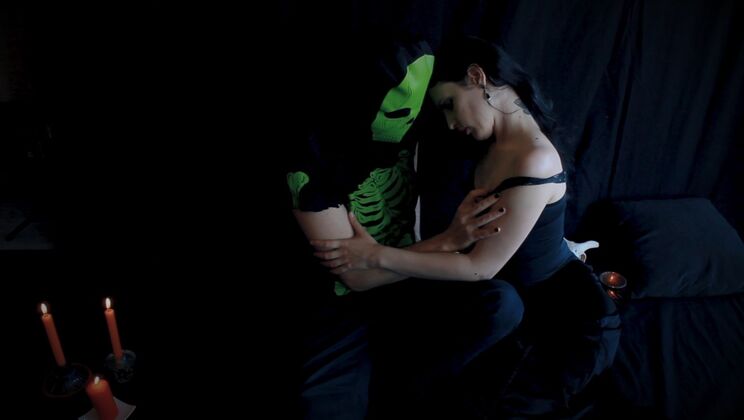 Hairy Brunette Anneke and Sade in Halloween POV