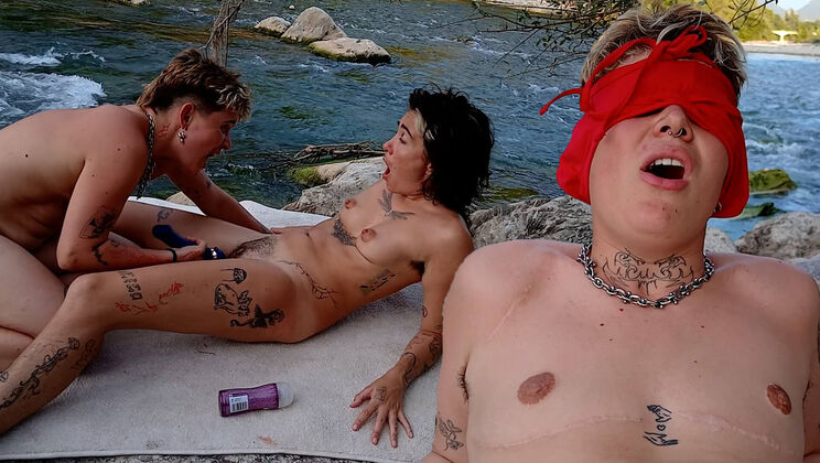 Hot Lesbian Sex by the River with Elios & Klou