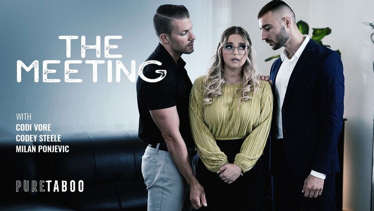 Big Tits Blonde Takes Two Cocks at The Meeting
