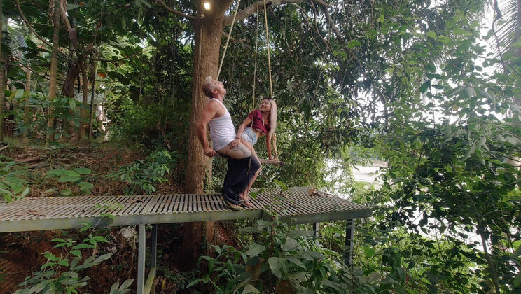 Anal on a Swing by the River Outdoors